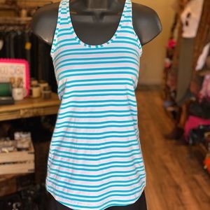 Blue and white striped lululemon tank